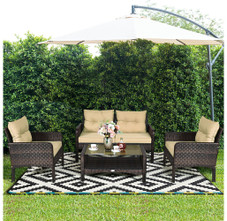 Rattan 4-Piece Loveseat Patio Furniture Set product image