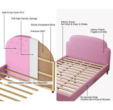 Pink Kids' Upholstered Platform Wooden Bed Frame product image