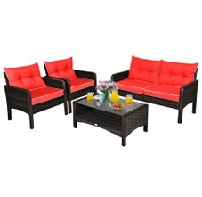 Rattan 4-Piece Loveseat & Chairs Patio Furniture Set  product image