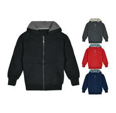 Kids' Sherpa-Lined Fleece Full-Zip Hooded Sweatshirt Jacket product image