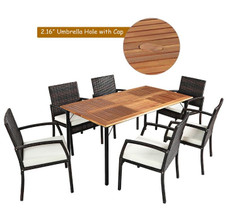 Rattan 7-Piece Dining Set with Umbrella Hole product image