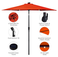 9-Foot Solar LED Crank Patio Umbrella product image