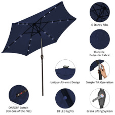 9-Foot Solar LED Crank Patio Umbrella product image