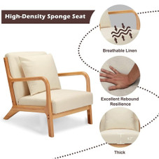 Mid-Century Modern Beige Accent Chair with Pillow product image