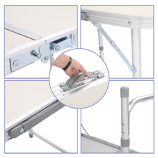 Aluminum Alloy Height-Adjustable Folding Table, White product image