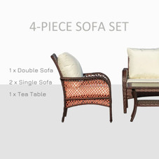 4-Piece Outdoor PE Wicker Rattan Sofa Set with 2 Chairs & Table product image