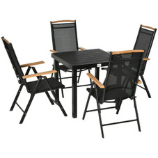 Outsunny® 5-Piece Outdoor Patio Dining Set with Reclining Folding Chairs product image