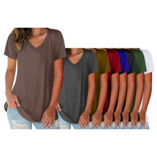 Women's Ultra-Soft Cotton V-Neck T-Shirt (5-Pack) product image