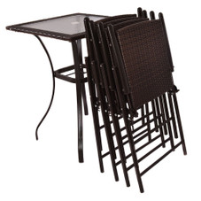 5-Piece Rattan and Glass Bar Height Dining Table Patio Set product image