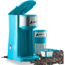 AdirChef Mini Single Serve Coffee Maker & 15 oz. Travel Mug & Reusable Filter product image