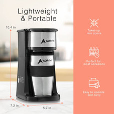 AdirChef Mini Single Serve Coffee Maker & 15 oz. Travel Mug & Reusable Filter product image