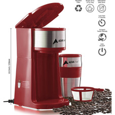 AdirChef Mini Single Serve Coffee Maker & 15 oz. Travel Mug & Reusable Filter product image