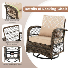 3-Piece Patio Wicker Swivel Rocker Set product image