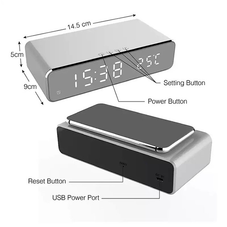 LED Alarm Clock with Wireless Charger and USB Port product image