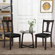 Dining Room Chairs with Rubberwood Frame & Upholstered Padded Seat (Set of 2) product image