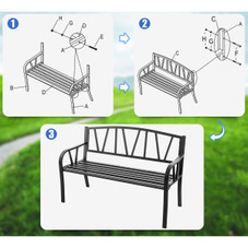 50-Inch Outdoor Patio Garden Bench Metal Frame with Ergonomic Armrest product image