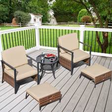 5-Piece Patio Wicker Conversation Set with Soft Cushions for Garden Yard product image
