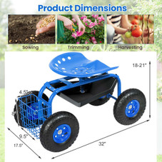Rolling Garden Work Seat with Underseat Tray product image