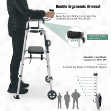 Foldable Aluminum Alloy Walker with Seat & Armrests product image Foldable Aluminum Alloy Walker with Seat & Armrests product image