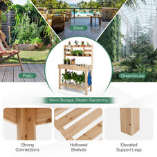 Large Garden Potting Bench Table with Display Rack and Hidden Sink product image