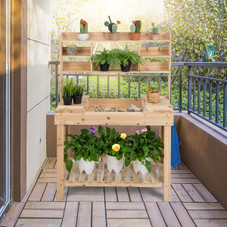 Large Garden Potting Bench Table with Display Rack and Hidden Sink product image