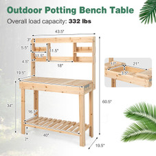 Large Garden Potting Bench Table with Display Rack and Hidden Sink product image