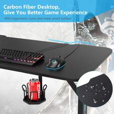 Home Office PC Gaming Desk with LED Light & Handle Rack product image
