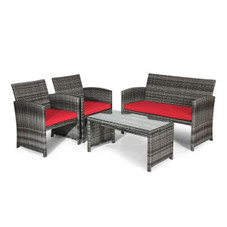 4-Piece Gray Rattan Patio Furniture Set product image
