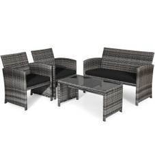 4-Piece Gray Rattan Patio Furniture Set product image