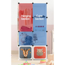 Kids' 8-Cube Wardrobe Closet with Hanging Section and Doors product image