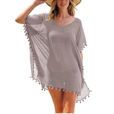 Women's Chiffon Beach Swim Cover-up with Tassels product image