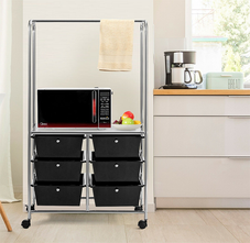 6-Drawer Rolling Storage Cart with Hanging Bar product image