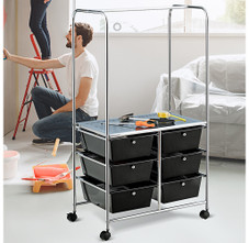 6-Drawer Rolling Storage Cart with Hanging Bar product image