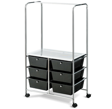 6-Drawer Rolling Storage Cart with Hanging Bar product image