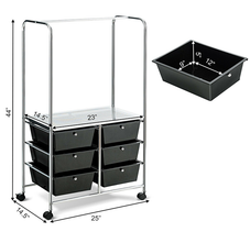 6-Drawer Rolling Storage Cart with Hanging Bar product image