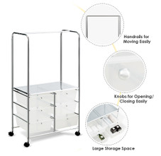 6-Drawer Rolling Storage Cart with Hanging Bar product image