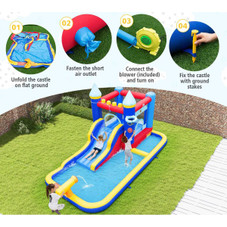 6-in-1 Inflatable Bounce House Castle Splash Pool with Blower product image