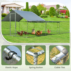 Goplus Large Metal Chicken Coop Walk-in Poultry Cage w/ Water-UV Cover product image