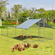 Goplus Large Metal Chicken Coop Walk-in Poultry Cage w/ Water-UV Cover product image