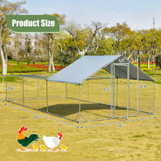 Goplus Large Metal Chicken Coop Walk-in Poultry Cage w/ Water-UV Cover product image