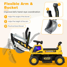 Kids' Powered Ride-on Bulldozer with Front Digger Shovel, ASTM-Certification product image