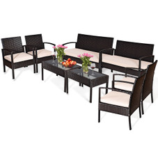 8-Piece Patio Rattan Conversation Set with Loveseats, Chairs, and Tables product image