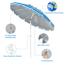 8-Foot Portable Beach Umbrella with Sand Anchor and Tilt Mechanism product image