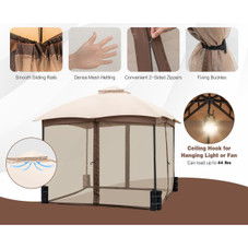10 x 10-Foot Patio Double-Vent Gazebo with Privacy Netting & 4 Sandbags product image