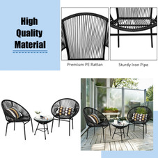 3-Piece Patio Acapulco Furniture Bistro Set with Glass Table product image