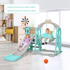 Goplus 4-in-1 Toddler Climber & Swing Set, Basketball Hoop & Ball-Pink product image