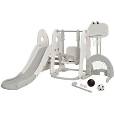 Toddlers' 6-in-1 Slide and Swing Set with Ball Games, White product image