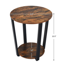 2-Tier Round End Tables with Storage Shelves & Metal Frames (Set of 2) product image