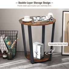 2-Tier Round End Tables with Storage Shelves & Metal Frames (Set of 2) product image