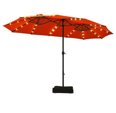 15-Foot Solar LED Double Patio Umbrella with Crank product image